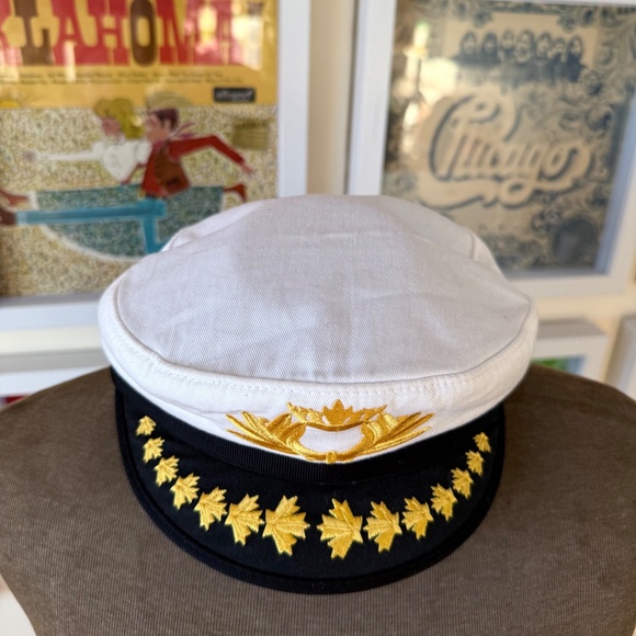 Vintage Captain’s Hat – Navy & White with Gold Embroidery - Picture 3 of 5